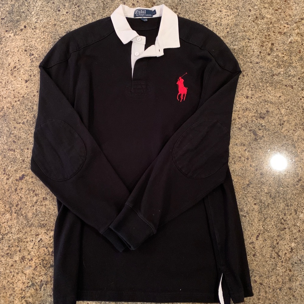 Black Polo Ralph Lauren Rugby Shirt, size Large